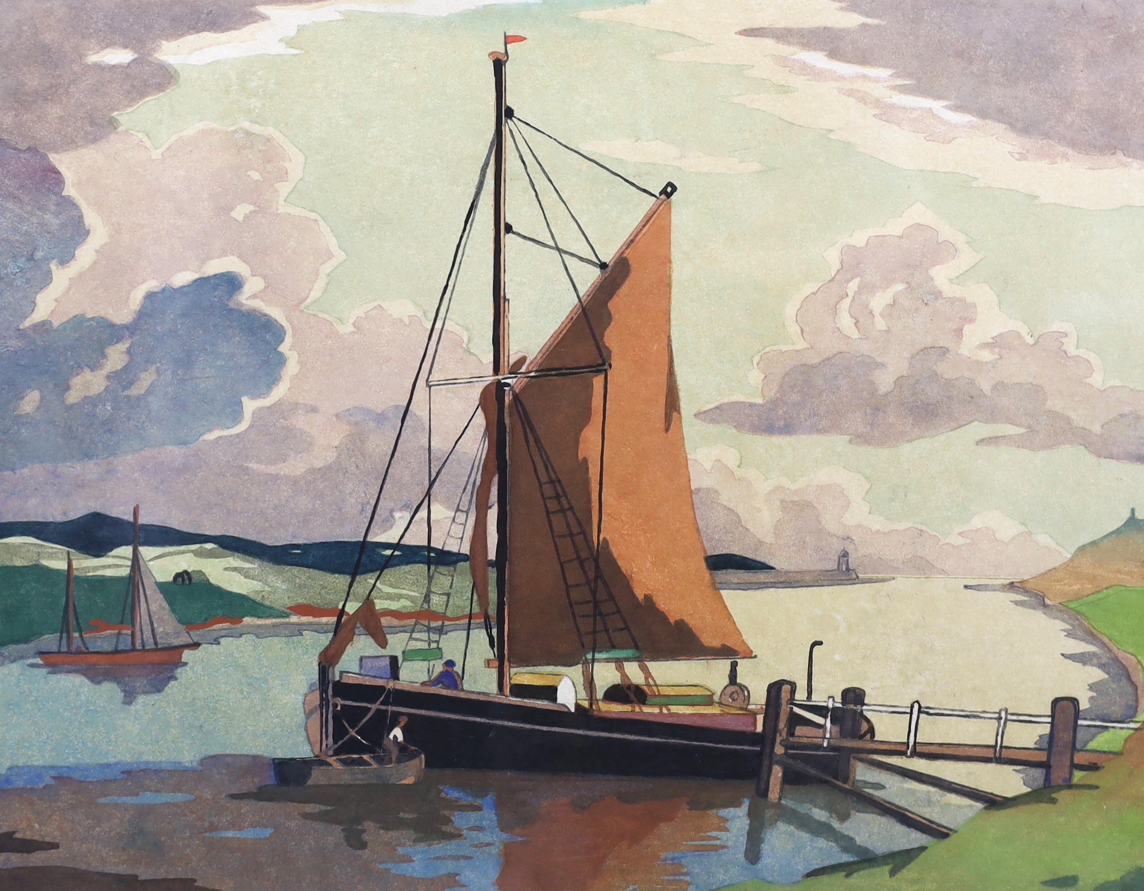 Eric Slater (British,1896-1963), 'Morning Calm', woodcut, 27 x 36cm
